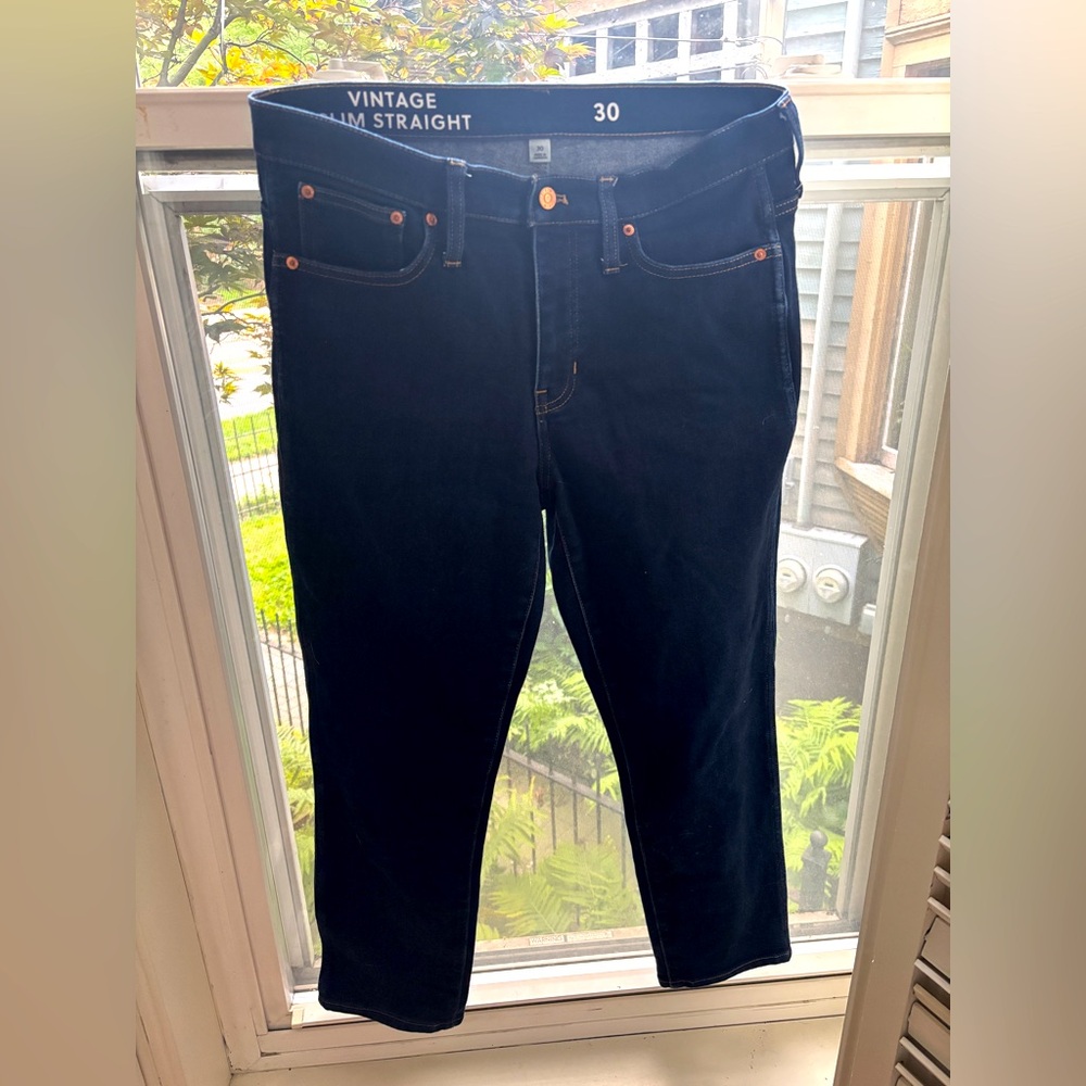 J. Crew Vintage Slim Straight Jeans in Dark Indigo
